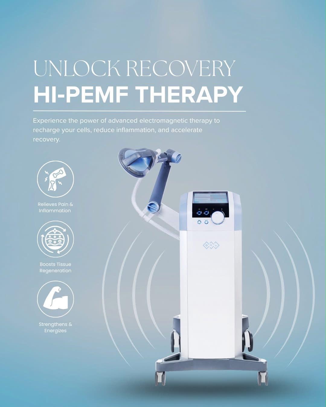 The high-intensity pulsed electromagnetic field therapy device at The Longevity Science Centrum, with its articulated applicator arm.